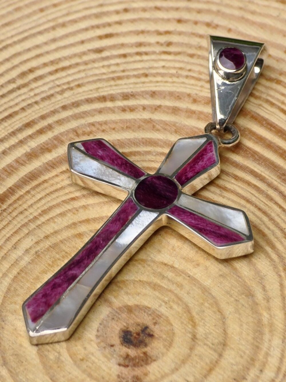 Peruvian Artistry ✦ Multi Gemstone Cross Pendant ✦ Sterling Silver 4.00ctw - Picture 7 of 12